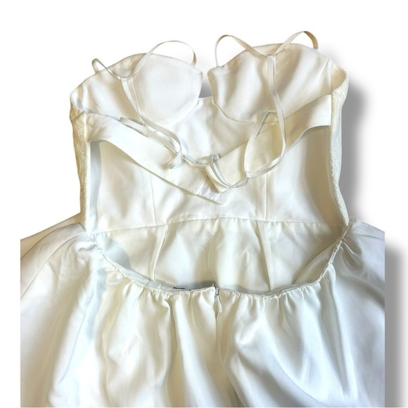 Revolve NBD Swoon Sexy White Bustier Dress Lace Peplum Open Back Bridal Size Sm - Picture 10 of 14